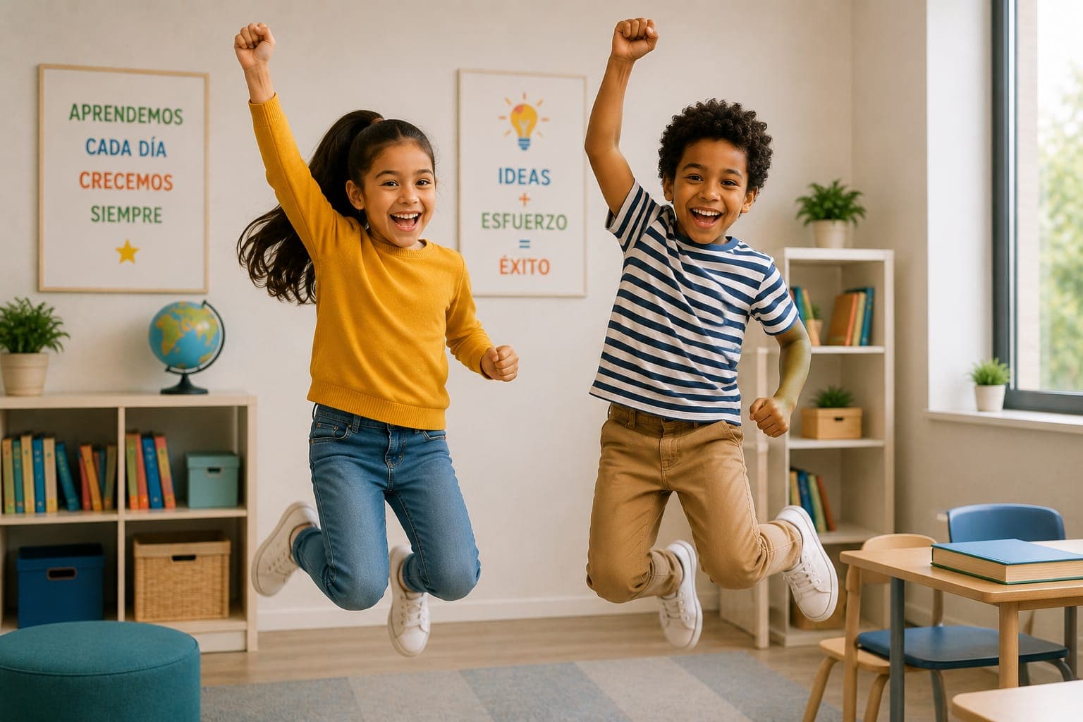 Niños celebrando que han aprendido